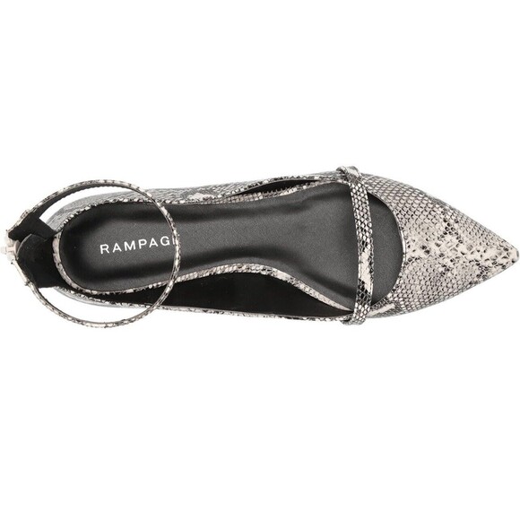 Rampage Blakely Flat Ballet Shoes Ankle Strap BW Snake Skin SZ 7 NWOB Preppy - Picture 8 of 10